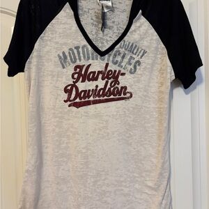 Harley-Davidson Black, Beige, Red and Gray V-Neck Tee And w/hood